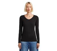 Langarmshirt G-STAR "Core eyben slim u t wmn ls", Damen, Gr. M, dk schwarz, Jersey, Obermaterial: 100% Baumwolle, unifarben, slim fit hüftbedeckend, V-Ausschnitt, abgesteppte Kante, Shirts Langarmshir