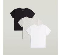 T-Shirt G-STAR "SERPENTINE, 3 PACK BABY TEES", Damen, Gr. M, hellweiß, light grau marl, schwarz, Jersey, Obermaterial: 95% Modal, 5% Elasthan, unifarben, figurbetont taillenlang, Rundhals, abgesteppte