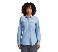 Langarmshirt G-STAR "Slim Western Hemd", Damen, Gr. XL, blau (sun faded feather blau), Obermaterial: 100% Baumwolle, Shirts Langarmshirt (66456216-XL) sun faded feather blau