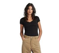 G-Star RAW T-Shirt Basic V-Ausschnitt Kurzarm Damen Schwarz M