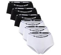 G-STAR Damen Hipster Slips, 6er Pack - Hipster, Cotton Stretch, Logo, einfarbig Schwarz/Weiß XS