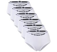 G-STAR Damen Hipster Slips, 6er Pack - Hipster, Cotton Stretch, Logo, einfarbig Weiß L