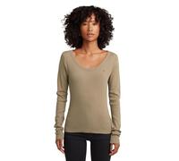 G-STAR Slim Rib Open Neck T-Shirt Beige L safari D28742-E527-B444-L