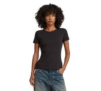 G-Star Damen T-Shirt Slim Rib Slim Fit mit Logo-Stitching Schwarz XL