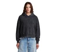 Longpullover G-STAR "Washed A Line Script Hoodie Sweater", Damen, Gr. S, dk schwarz smokey gd, Obermaterial: 100% Baumwolle, Pullover Longpullover (10072808-S) dk schwarz smokey gd