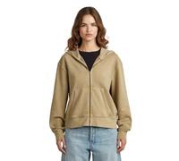 Longpullover G-STAR "Washed Hoodie Zip Relaxed Sweatshirt", Damen, Gr. L, safari gd, Obermaterial: 100% Baumwolle, Pullover Longpullover (21808907-L)