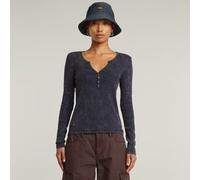 G-star Deep Henley Langarm-t-shirt 2XS Osaka Blue Gd