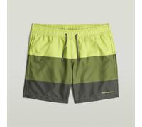 Badeshorts G-STAR "Dirik Color Block Badeshorts", Gr. XL, Normalgrößen, bright chartreuse color block, Obermaterial: 100% Polyester, Badehosen Badeshorts (75363411-XL) bright chartreuse color block