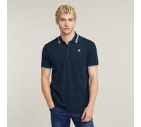 Poloshirt G-STAR "Poloshirt Dunda slim stripe", Herren, Gr. XL, blau (sartho blau), Piqué, Obermaterial: 95% Baumwolle, 5% Elasthan, slim fit normal, Shirts, in Kurzarm-Form (39231621-XL) sartho blau