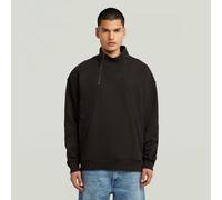 Longpullover G-STAR "Fabric Mix Half Zip Sweater", Herren, Gr. S, dk schwarz, Obermaterial: 100% Baumwolle, Pullover Longpullover (29086838-S) dk schwarz