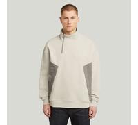 Longpullover G-STAR "Fabric Mix Half Zip Sweater", Herren, Gr. M, weißbait, Obermaterial: 100% Baumwolle, Pullover Longpullover (79713413-M) weißbait