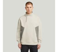 Longpullover G-STAR "Fabric Mix Half Zip Sweater", Herren, Gr. S, weißbait, Obermaterial: 100% Baumwolle, Pullover Longpullover (79713413-S) weißbait