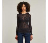 G-star Fine Lace Aop Slim Fit R T Langarm-t-shirt 2XS Dk Black Lace Wave