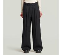 Chinohose G-STAR "Fluid Wide Leg Hose", Damen, Gr. 30, dk schwarz, Obermaterial: 50% Wolle, 50% Polyester, Hosen Chinohose (94519130-30) dk schwarz
