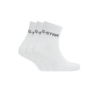 Kurzsocken G-STAR "GROVE, 3 PACK ANKLE SPORTS SOCKS", Damen, Gr. 44-47, hellweiß, Baumwollmischung, unifarben, Socken, mit Logo-Jacquard (92690168-44) hellweiß