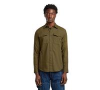 G-Star Langarmshirt Marine Slim Hemd Damen XXL deep braun/dark olive Oxford 70/30 Baumwolle