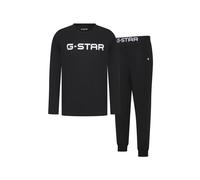 G-STAR Herren Schlafanzug, lang - STONE, Pyjama, Rundhals, Logo XL Schwarz