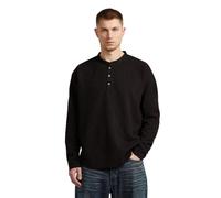 G-STAR Waffle Henley Relaxed T-Shirt Schwarz M dark black D30712-E812-6484-M