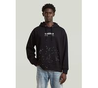 G-STAR Text Splatters Relaxed Hoodie Sweater Schwarz XXL dark black D29615-E614-6484-XXL