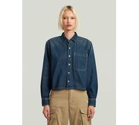 Langarmshirt G-STAR "Boxy Relaxed 1-Pocket Shirt", Damen, Gr. S, antique faded cyclone, Obermaterial: 100% Baumwolle, Shirts Langarmshirt (12811122-S) antique faded cyclone