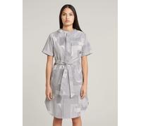 Bodykleid G-STAR "Belted Dress Side Slits", Damen, Gr. S, Normalgrößen, petrol raw lines, Obermaterial: 80% Baumwolle, 20% Baumwolle, Kleider (91440920-S) petrol raw lines