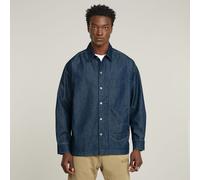 G-STAR Long Pocket Boxy Fit Hemd Dunkelblau XS worn in cadet blue D26334-D303-D910-XS