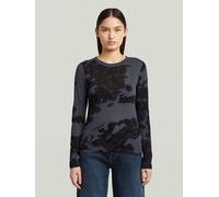 G-Star Langarmshirt AOP Slim, Allover Print, Slim Fit, 100% Baumwolle, S, india ink forest camo
