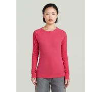 T-Shirt G-STAR "Slim Rib Keyhole", Damen, Gr. S (36), pink (pink peacock), Obermaterial: 96% Baumwolle, 4% Elasthan, unifarben, slim fit normal, Rundhals, Langarm Raglanärmel, Shirts, mit Cut-Out hint