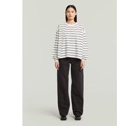 T-Shirt G-STAR "A-Line Stripe Oversized T-Shirt", Damen, Gr. M, milk, osaka blau double stripe, Obermaterial: 100% Baumwolle, Shirts T-Shirt (49524316-M) milk, osaka blau double stripe