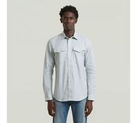 Langarmshirt G-STAR "Marine Slim Hemd", Damen, Gr. L, mineral blau, weiß oxford, Obermaterial: 70% Baumwolle, 30% Baumwolle, Shirts Langarmshirt (45615453-L) mineral blau, weiß oxford