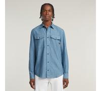 Langarmshirt G-STAR "Marine Slim Hemd", Damen, Gr. M, niagara, milk, Obermaterial: 80% Baumwolle, 20% Leinen, Shirts Langarmshirt (70684515-M) niagara, milk