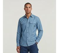 Langarmshirt G-STAR "Marine Slim Hemd", Damen, Gr. XS, niagara, milk, Obermaterial: 80% Baumwolle, 20% Leinen, Shirts Langarmshirt (70684515-XS) niagara, milk