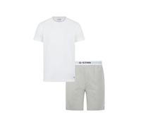 Pyjama G-STAR "SLATE, T-SHIRT & SHORTS", Herren, Gr. M, weiß (hellweiß, grau marl), Jersey, Obermaterial: 95% Baumwolle, 5% Elasthan, unifarben, regular fit normal, Rundhals, abgesteppte Kante, Homewe