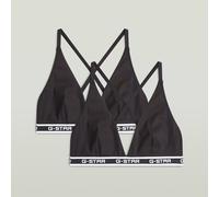 Multiway-BH G-STAR "AQUAMARINE, 2 PACK MULTI-WAY TRIANGLE", Damen, Gr. M, N-Gr, schwarz, Feinripp, Obermaterial: 95% Baumwolle, 5% Elasthan, unifarben mit Farbeinsatz, Basic, körpernah, BHs, mit verst
