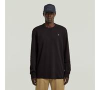 Longsleeve G-STAR "Nifous R", Herren, Gr. M, schwarz (dk schwarz), Jersey, Obermaterial: 100% Baumwolle, unifarben, casual, regular fit, Rundhals, Langarm Rippbündchen, Shirts, mit geripptem Einsatz v