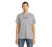 T-Shirt G-STAR "Old Skool Logo", Herren, Gr. XL, grau alloy, Jersey, Obermaterial: 100% Baumwolle, casual, regular fit, Rundhals, Kurzarm, Shirts, mit Frontprint (66869033-XL) grau alloy
