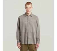 Langarmshirt G-STAR "Panelled Pocket Regular Shirt", Damen, Gr. XL, elephant skin gd, Obermaterial: 58% Baumwolle, 22% Polyester, 20% Baumwolle, Shirts Langarmshirt (39643803-XL) elephant skin gd