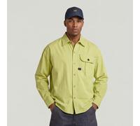 Langarmshirt G-STAR "Pleated Boxy Shirt Long Sleeve", Herren, Gr. L, bright chartreuse gd, Obermaterial: 100% Baumwolle, Shirts Langarmshirt (16703066-L) bright chartreuse gd