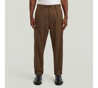 Chinohose G-STAR "Pleated Chino Relaxed Tapered", Herren, Gr. 28, Länge 30, desert palm, deep braun hb, Obermaterial: 98% Baumwolle, 2% Elasthan, Hosen Chinohose (10056164-28) desert palm, deep braun