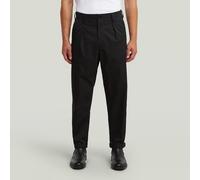 Chinohose G-STAR "Pleated Chino Relaxed Tapered", Herren, Gr. 29, Länge 30, dk schwarz, Obermaterial: 75% Polyester, 25% Elastomultiester, Hosen Chinohose (53781813-29) dk schwarz