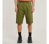 Chinoshorts G-STAR "Pleated Chino Shorts", Herren, Gr. 31, Normalgrößen, mayfly gd, Obermaterial: 72% Baumwolle, 28% Leinen, Hosen Chinoshorts (44613167-31) mayfly gd