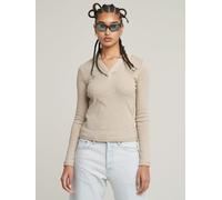 G-Star Raw Strickpullover mit Resortkragen in Beige, Größe M