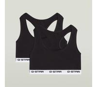 Bralette G-STAR "CARNELIAN, BRAS 2 PACK RACERBACK", Damen, Gr. L, N-Gr, hellweiß, light grau marl, Jersey, Obermaterial: 95% Baumwolle, 5% Elasthan, Basic, eng, BHs Bralette (27043509-L) hellweiß, lig