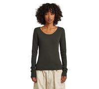 G-STAR Slim Rib Open Neck T-Shirt Grau L asfalt D28742-E527-995-L