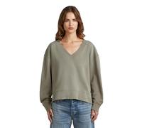 Sweatshirt G-STAR "Sun faded V-Neck Loose Wmn", Damen, Gr. S, turf gd, Sweatware, Obermaterial: 100% Baumwolle, unifarben, oversize normal, V-Ausschnitt, Rippbündchen, Sweatshirts Sweatshirt, mit V-Au