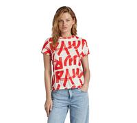 G-Star RAW Damen Calligraphy Allover Top, Mehrfarben (Antique White inv raw Paint D24500-C565-G418), XXS