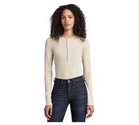 G-STAR RAW Damen Henley Body Slim Top, Beige (Brown Rice D22332-C954-D309), XL