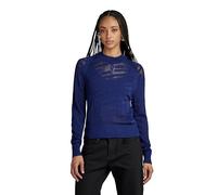 G-Star RAW Damen Pointelle Text Knitted Pullover, Blau (ballpen Blue D23924-B754-1822), XL