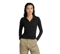 G-Star RAW Damen Ribbed Slim Poloshirt, Schwarz (dk Black D24513-D527-6484), XXL