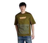 G-Star RAW Herren Fabric Mix Boxy T-Shirt, Grün (Dark Olive D23876-C336-C744), S